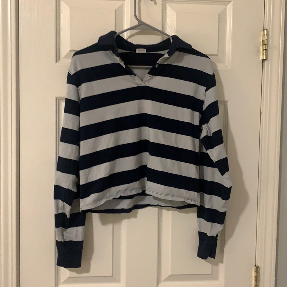 Brandy Melville Striped Collared Long Sleeve Shirt